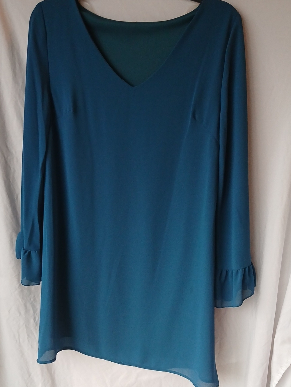 Source Unknown Teal Long Sleeve V-Neck Dress